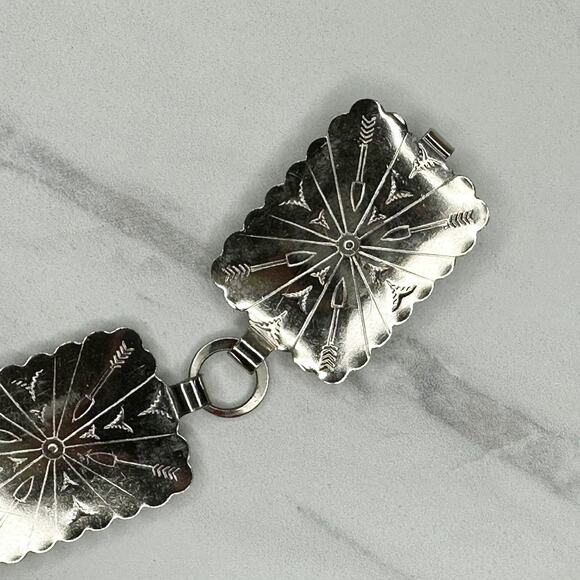 Vintage Southwestern Concho Silver Chain Belt XS/Small (XS/S) Western Boho ✨ - Picture 4 of 11